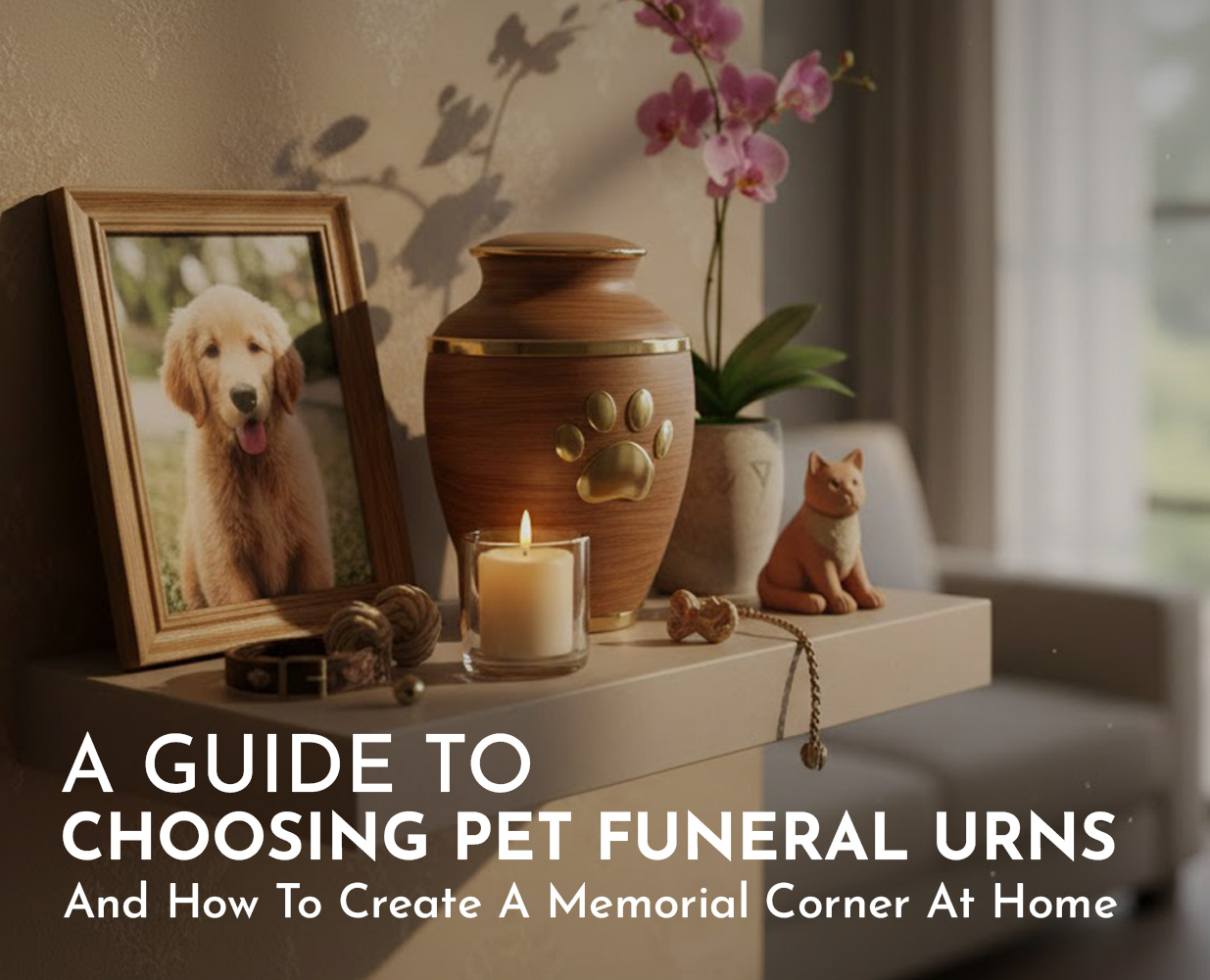 A guide to choosing Pet Funeral Urns and how to create a memorial corner at home.